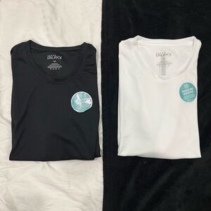 TWO NEW Galaxy Harvic White AND Black Athletic Moisture Wicking T Shirts